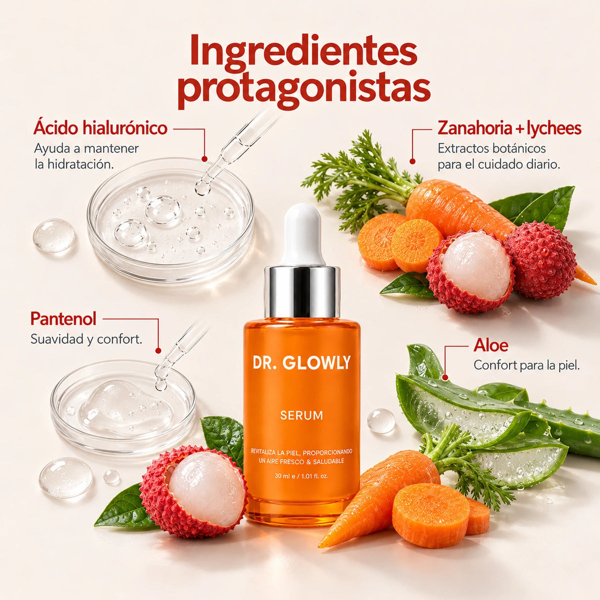 Sérum Zanahoria & Lychees — Ingredientes protagonistas