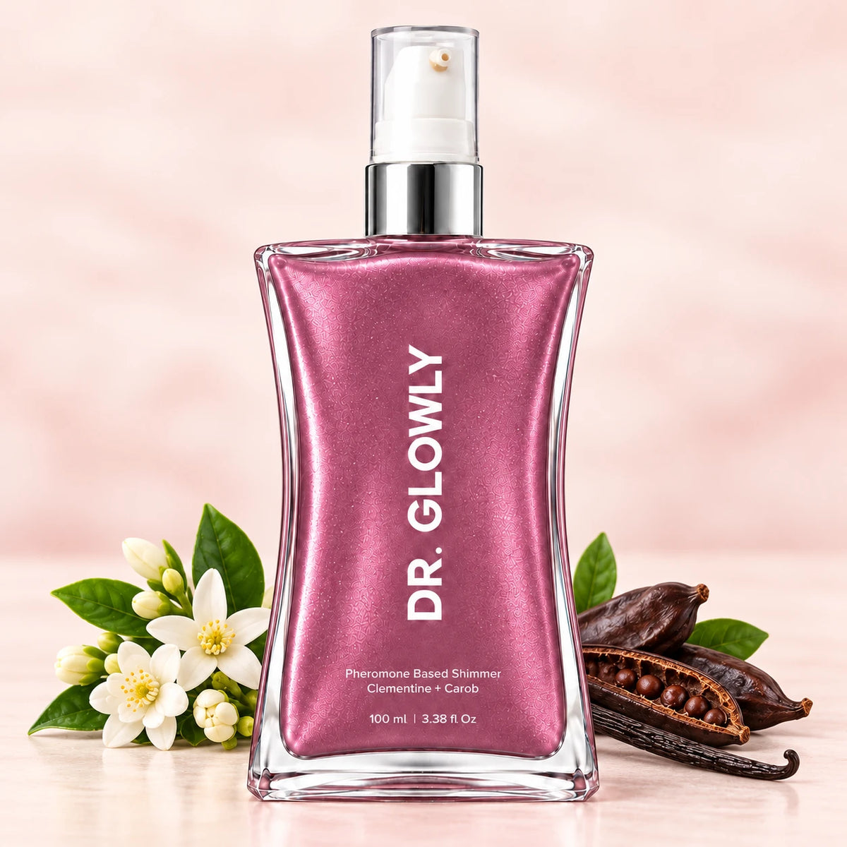 Shimmer Açaí Iridescent Dr. Glowly con flores de jazmín, azahar, vainilla y algarrobo