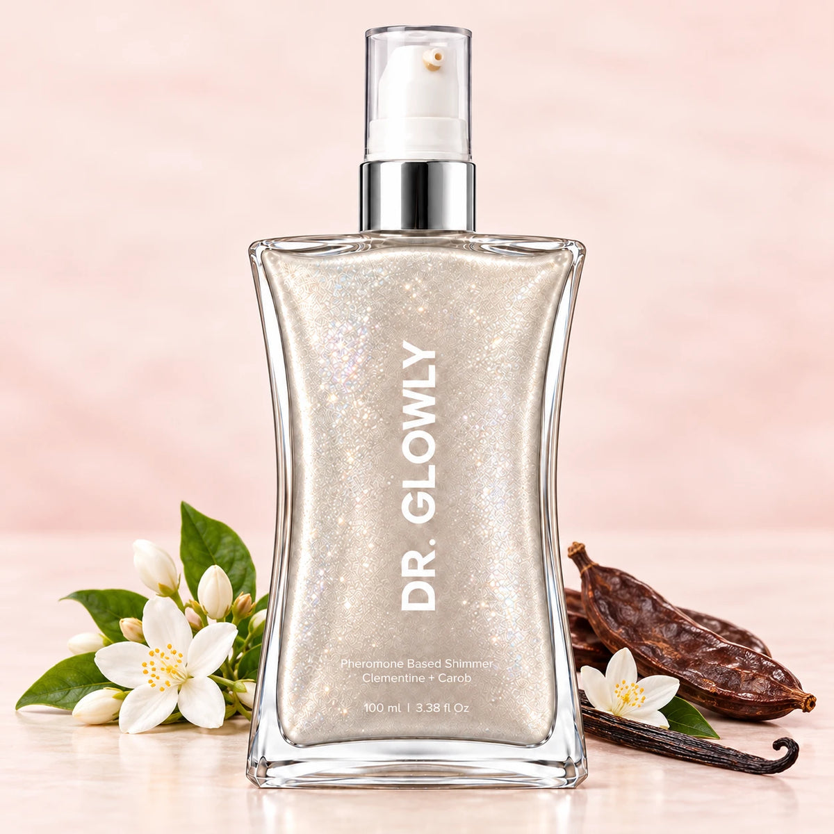 Shimmer Mangostino Pearl Dr. Glowly con flores de jazmín, azahar, vainilla y algarrobo