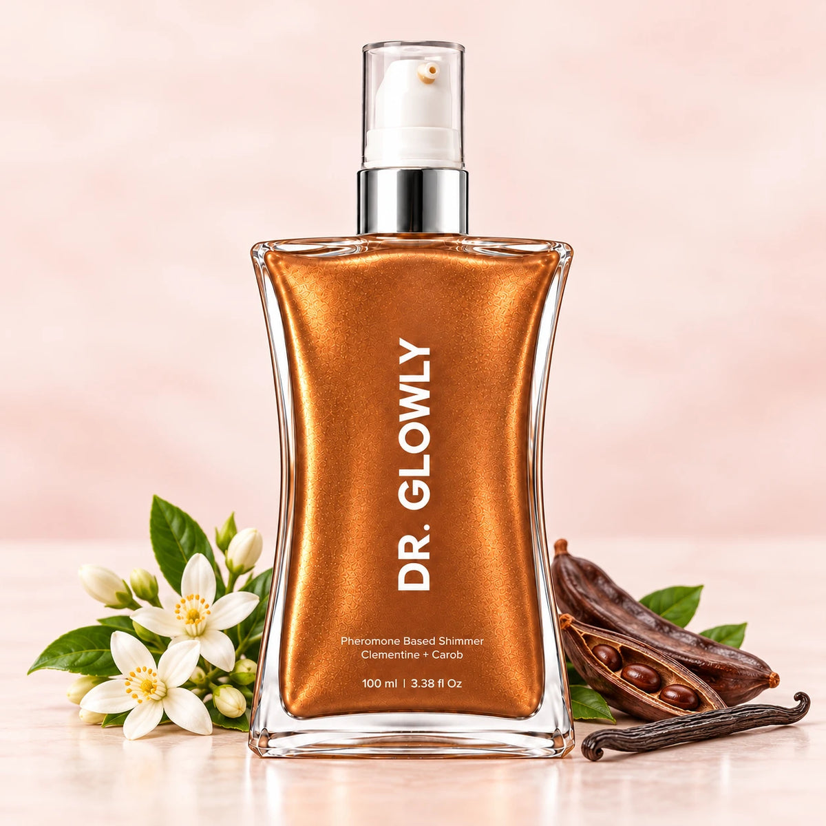 Shimmer Tamarindo Bronze Dr. Glowly con flores de jazmín, azahar, vainilla y algarrobo